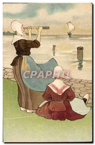 Cartes postales Fantaisie Illustrateur Femme Enfant Pays-Bas Folklore