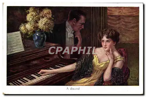 Ansichtskarte AK Fantaisie Illustrateur Femme A discord Piano