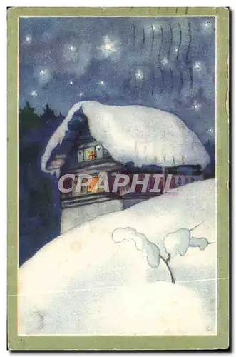 Cartes postales Fantaisie Illustrateur Maison sous la neige