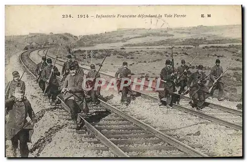 Ansichtskarte AK Militaria Infanterie Francaise defendant la voie ferree