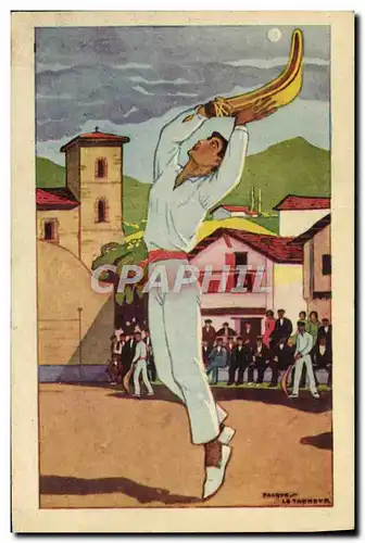 Cartes postales Folklore Pays Basque Joueur de pelote a Chistera d&#39apres les gouaches originales de Jacques L