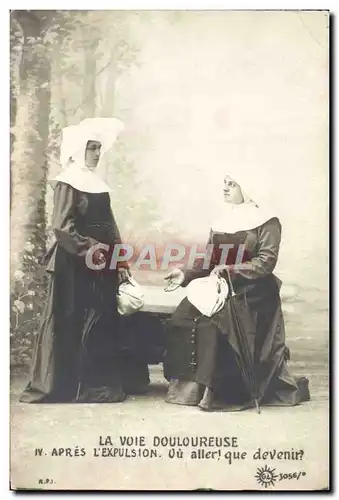 Cartes postales La voie douloureuse le salut militaire L'armee se tait Religieuses