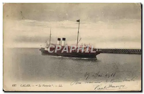 Cartes postales Bateau Paquebot Calais Le Victoria