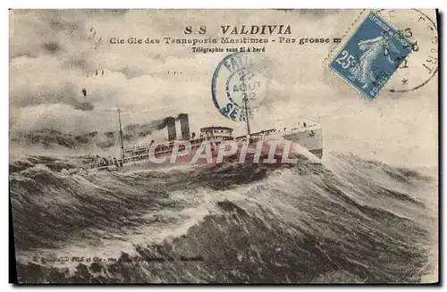 Cartes postales Bateau SS Valdivia Cie Gle des Transports Maritimes par grosse mer