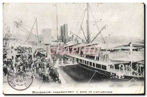 Cartes postales Bateau Paquebot Bordeaux Embarquement a bord de l&#39Atlantique