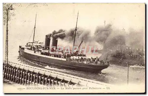 Ansichtskarte AK Bateau Boulogne sur mer La malle partant pour Folkestone