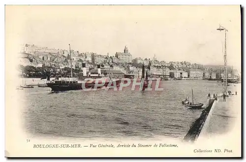 Ansichtskarte AK Bateau Paquebot Boulogne sur Mer Vue generale Arrivee du steamer de Folkestone