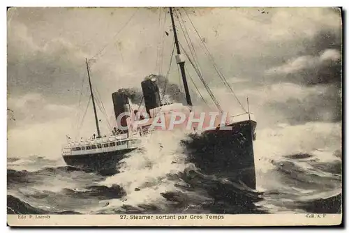 Cartes postales Bateau Steamer sortant par gros temps