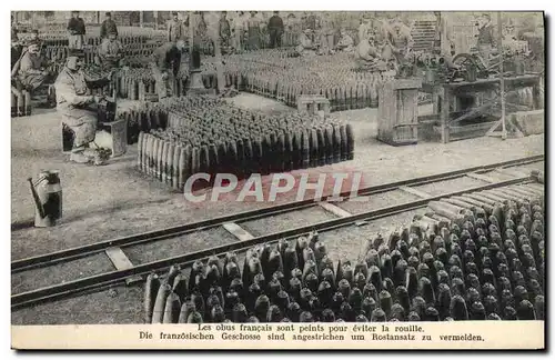 Ansichtskarte AK Militaria Les obus francais sont peints pour eviter la rouille