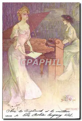 Cartes postales Fantaisie Illustrateur Femme Albert Philippe Piano