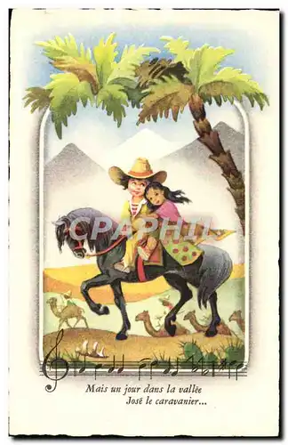 Cartes postales Fantaisie Illustrateur Enfant Cheval