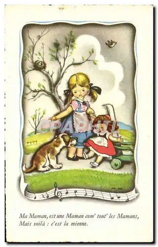 Cartes postales Fantaisie Illustrateur Enfants Chien