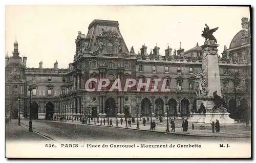 Ansichtskarte AK Paris Place du Carrousel Monument de Gambetta