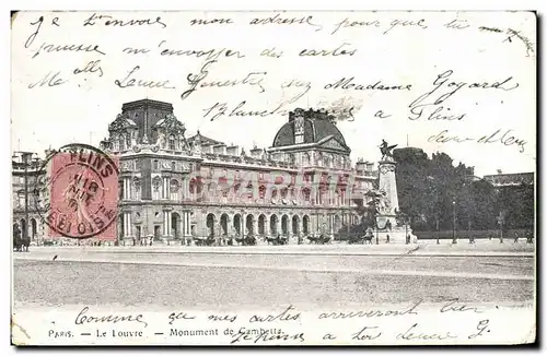 Cartes postales Paris Le Louvre Monument de Gambetta