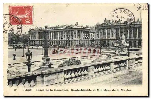 Cartes postales Paris Place de la Concorde Garde Meuble et Ministere de la Marine