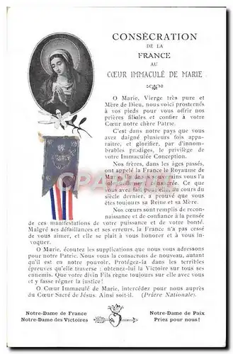 Cartes postales Consecration de la France Coeur immaculee de Marie