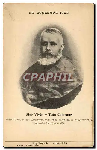 Cartes postales Conclave 1903 Mgr Vivies y Tuto Calazanz