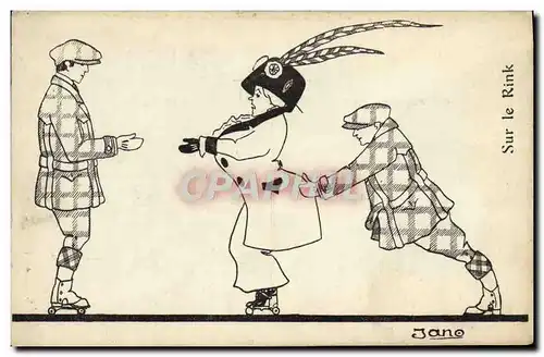 Cartes postales Patins a roulettes Sur le rink
