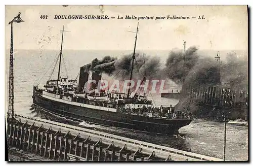 Ansichtskarte AK Bateau Paquebot Boulogne sur Mer La Malle partant pour Folkestone