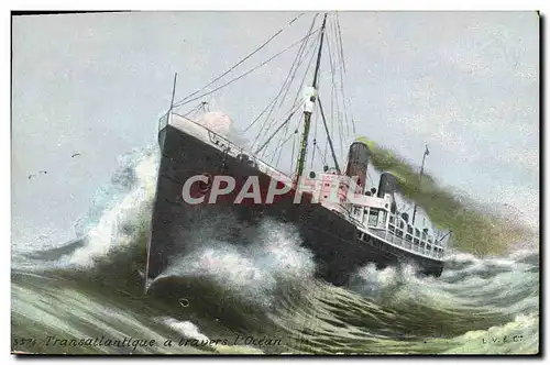 Cartes postales Bateau Paquebot Transatlantique a travers l'ocean