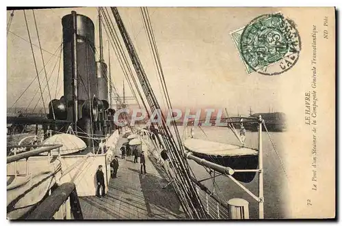 Cartes postales Bateau Paquebot Le Havre Le pont d'un steamer