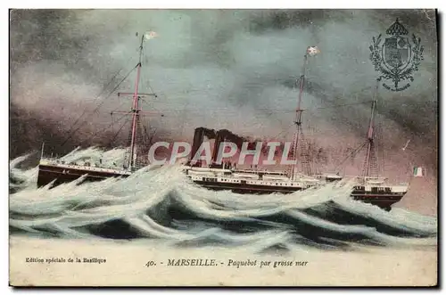 Ansichtskarte AK Bateau Paquebot par grosse mer Marseille