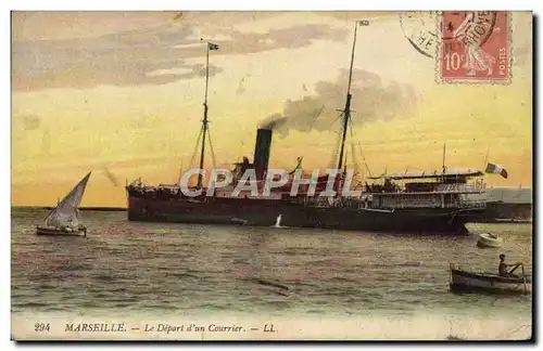 Cartes postales Bateau Marseille Le depart d&#39un courrier