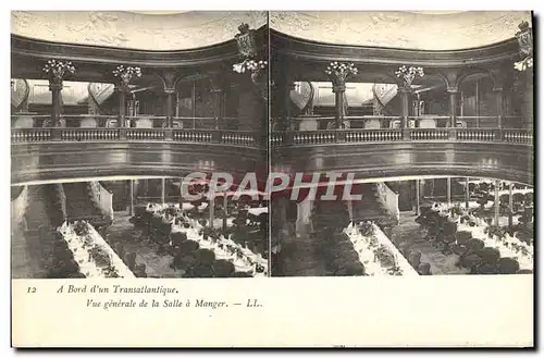 Cartes postales Bateau Paquebot A bord d'un transatlantique Vue generale de la salle a manger