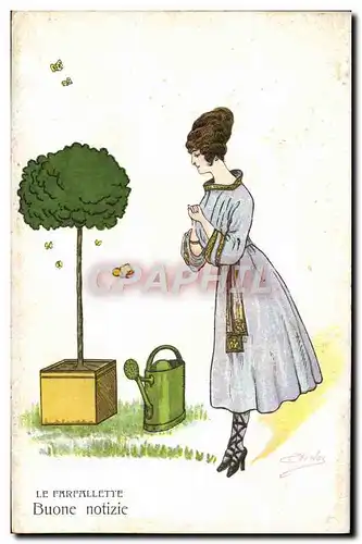 Cartes postales Fantaisie Illustrateur Femme Buone Notizie