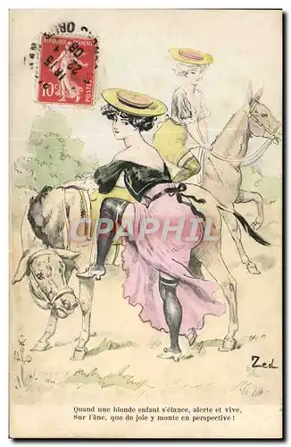 Cartes postales Fantaisie Illustrateur Femme Cheval Zed