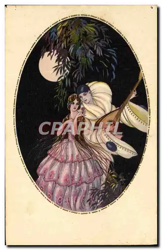 Cartes postales Fantaisie Illustrateur Femme Pierrot