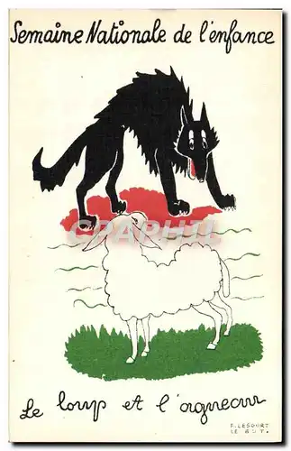 Cartes postales Semaine nationale de l&#39enfance Le loup et l&#39agneau