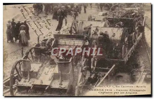 Cartes postales Militaria Canons allemands Captures par les Anglais