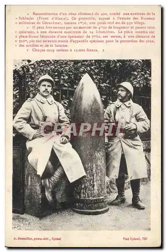 Cartes postales Militaria Obus allemand de 420