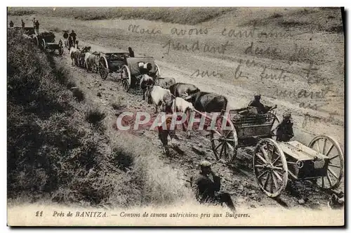 Cartes postales Militaria Pres de Banitza Convois de canons autrichiens pris aux Bulgares