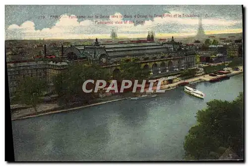 Ansichtskarte AK Paris Panorama Sur La Seine Vers La Gare D&#39Orsay la Tour Eiffel et le Trocadero