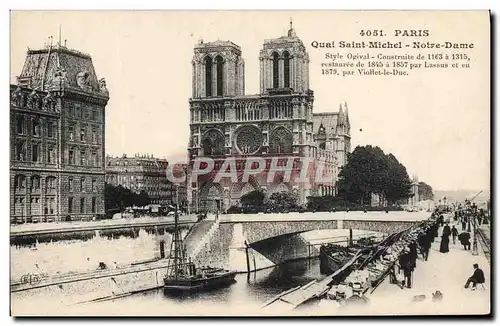 Ansichtskarte AK Paris Quai Saint Michel Notre Dame