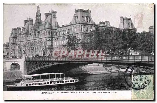 Cartes postales Paris Le Pont D&#39Arcole L&#39Hotel De Ville