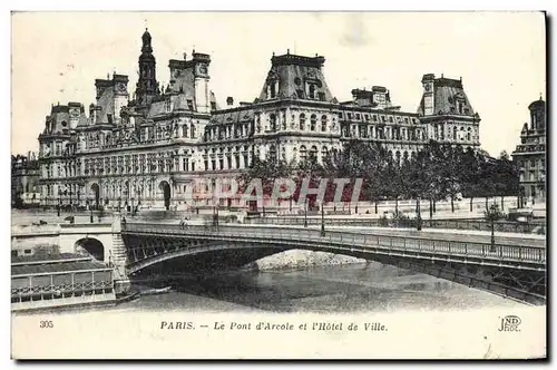 Cartes postales Paris Le Pont d&#39Arcole et L&#39Hotel de Ville