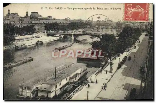 Cartes postales Paris Vue Panoramique de la Seine Vers le Louvre