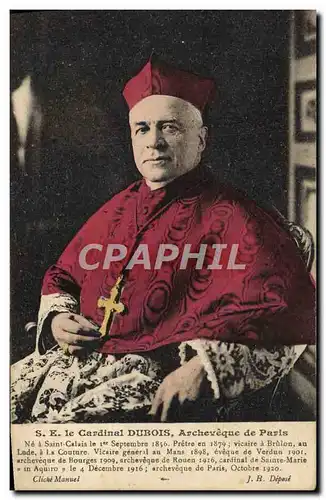 Cartes postales SE le cardinal Dubois Archeveque de Paris Ne a Saint Calais