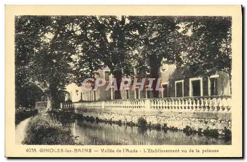 Cartes postales Thermalisme Ginoles Les Bains Vallee De I&#39Aude L&#39Etablissement Vu De La Pelouse