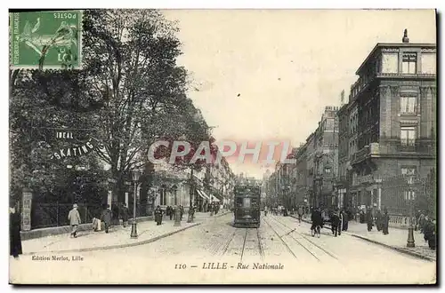 Cartes postales Lille Rue National Tramway Patins a roulette Ideal Skating