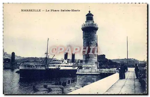 Ansichtskarte AK Bateau Paquebot Marseille Le phare Sainte Marie