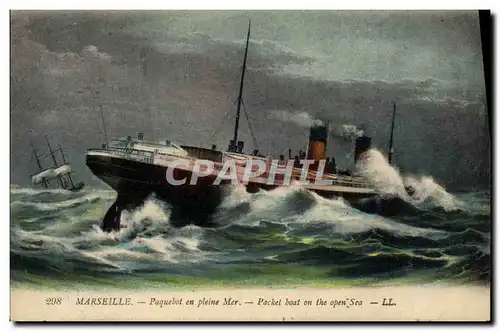 Cartes postales Bateau Paquebot Marseille Paquebot en pleine mer