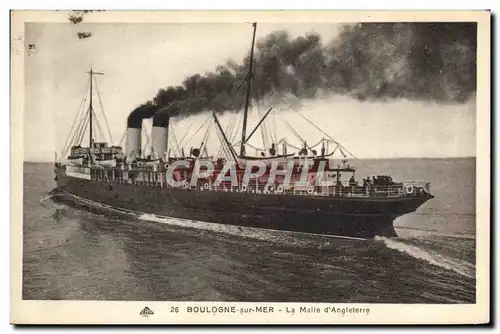 Cartes postales Bateau Paquebot La malle d'Angleterre Boulogne sur Mer