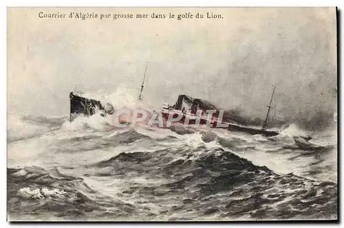 Ansichtskarte AK Bateau Courrier d&#39Algerie par grosse mer dans le golfe du lion