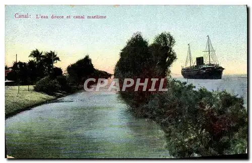 Cartes postales Bateau Paquebot Egypt Egypte Canal L'eau douce et canal maritime