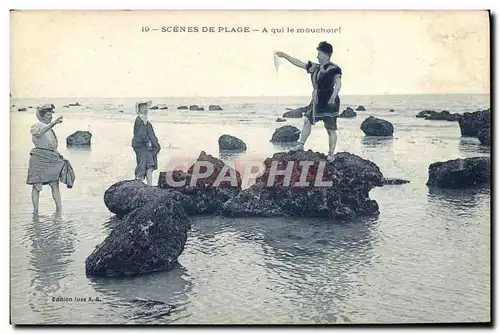 Ansichtskarte AK Femmes Maillot de Bains A qui le mouchoir