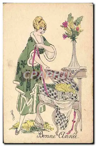 Cartes postales Fantaisie Illustrateur Femme Bonne annee